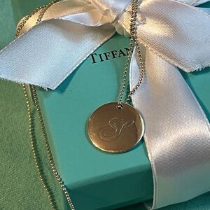 Tiffany large sterling S charm necklace